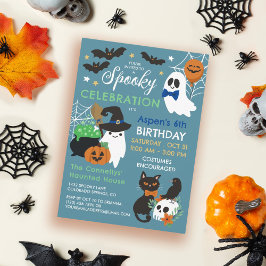 Spöken Spooky Firande Boy Halloween Birthday Inbjudningar