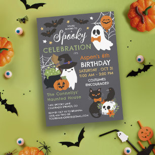 Spöken Spooky Firande Kids Halloween Birthday Inbjudningar