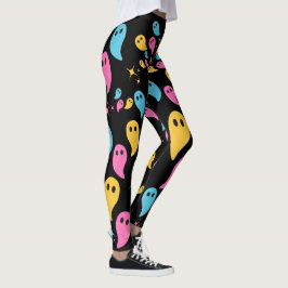 Spöken Stars Black Bold Pastel Colorful Halloween Leggings