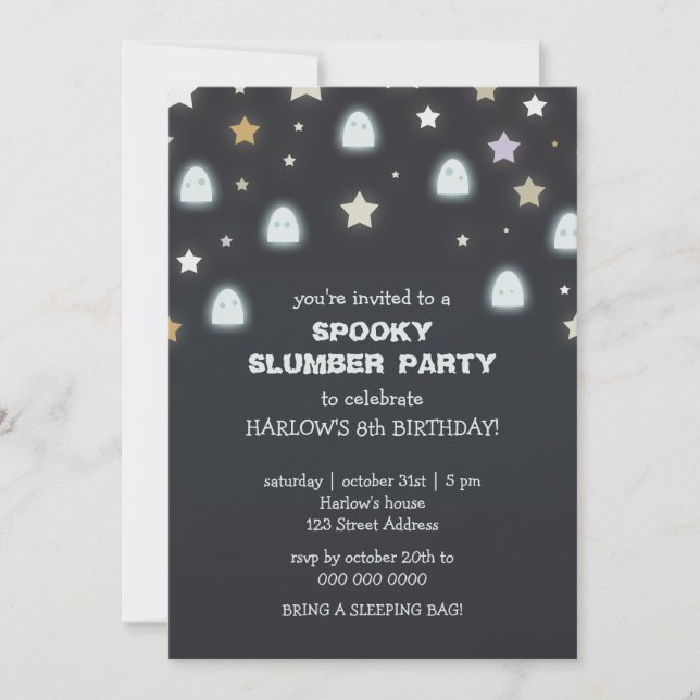 Spöken Stars Spooky Slumber Party Inbjudan (Framsida)