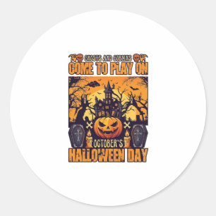 Spöken Tomtar Halloween Kom Spela Oktober Spöklik Runt Klistermärke