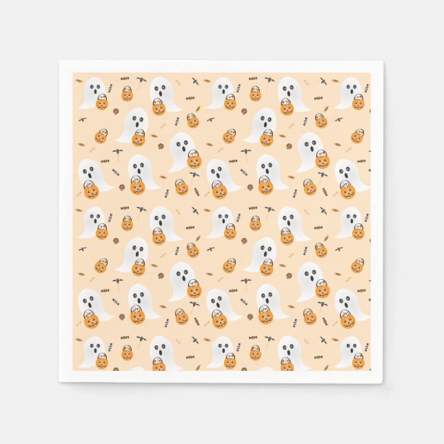 Spöken Trick eller behandling av pumpkin Candy Buc Pappersservett (Framsidan)