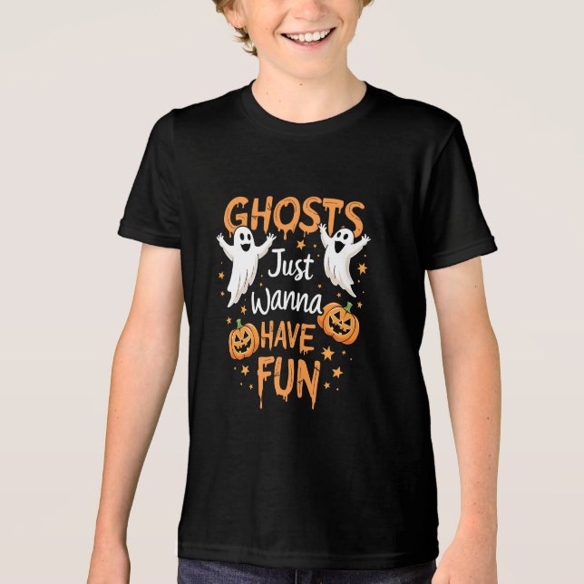 Spöken vill bara ha kul kusligt Halloween-spöke T Shirt (Framsida)