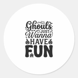 Spöken Vill Bara Ha Kul Vintage Halloween SVG_1 Runt Klistermärke