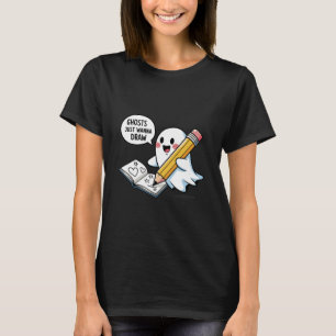 Spöken Vill Bara Rita Söt Spök Konstnär Konst T Shirt