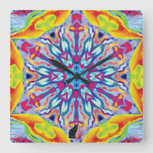 Spokes Kaleidoscope Fyrkantig Klocka