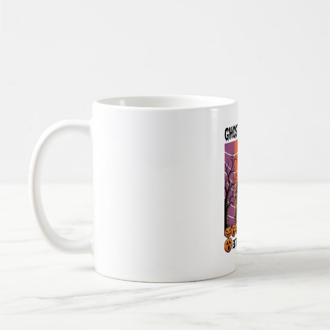 Spöket Kommer Halloween Spökhus Häxa Pumpa Kaffemugg (Vänster)