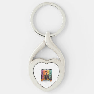 Spöket Kommer Halloween Spökhus Häxa Pumpa Twisted Heart Silverfärgad Nyckelring