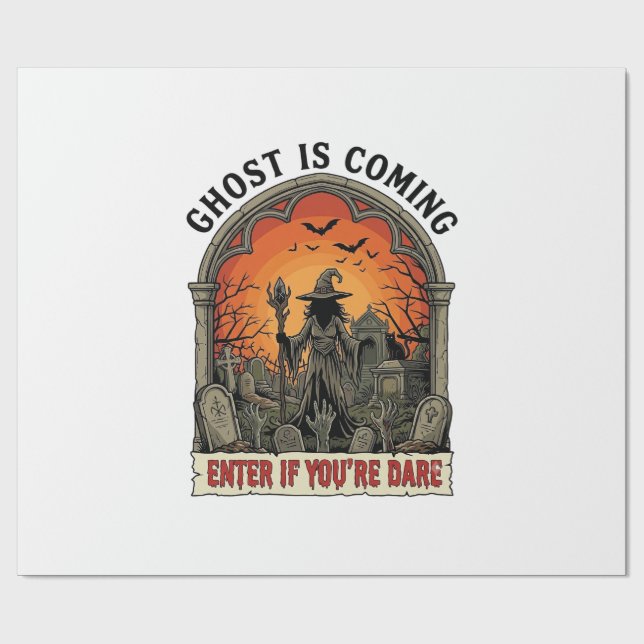 Spöket Kommer Häxa Gravplats Zombie Händer Hallowe Presentpapper (Platt)