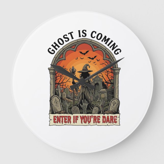 Spöket Kommer Häxa Gravplats Zombie Händer Hallowe Stor Klocka (Framsida)
