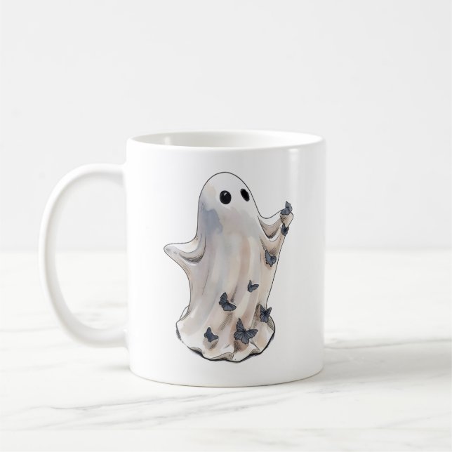 Spökfjäril Halloween Kaffemugg (Vänster)