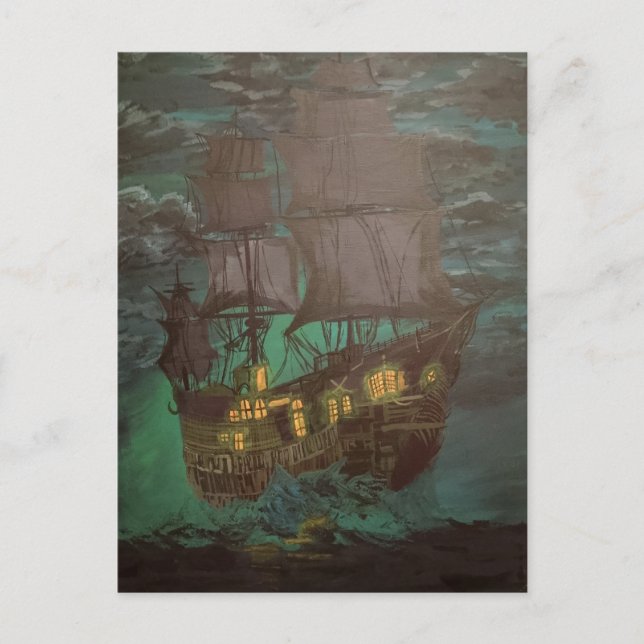 spökfrakt, flygande nederländare, lärare vykort (Framsida)