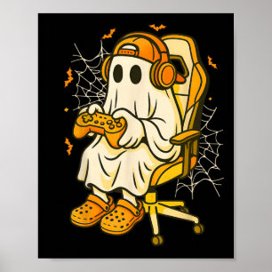Spökgamer Halloween-kostym Rolig spelande pojkar j Poster