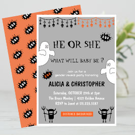 Spökgrå oktober Halloween könsbyte avslöjande Inbjudningar