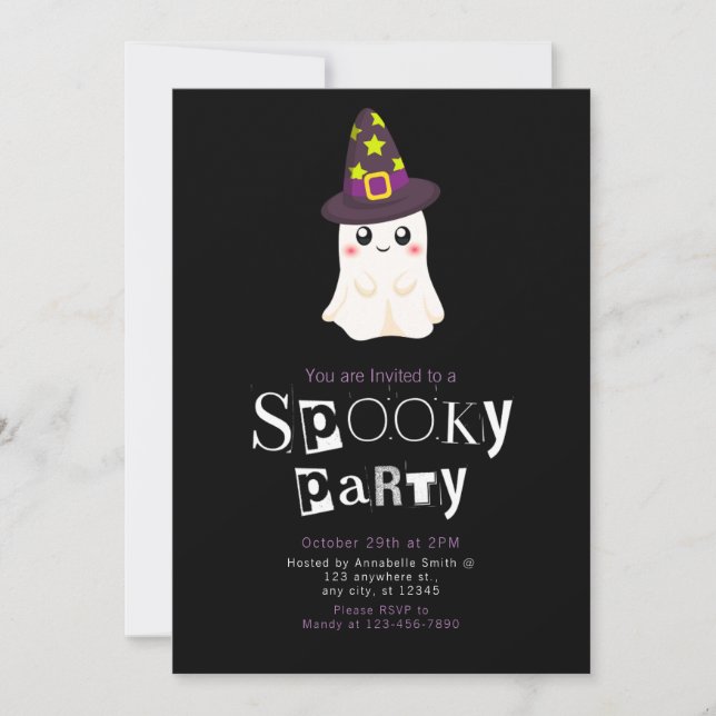 Spökguide stjärnor Modern minimalistisk Halloween Inbjudningar (Framsida)
