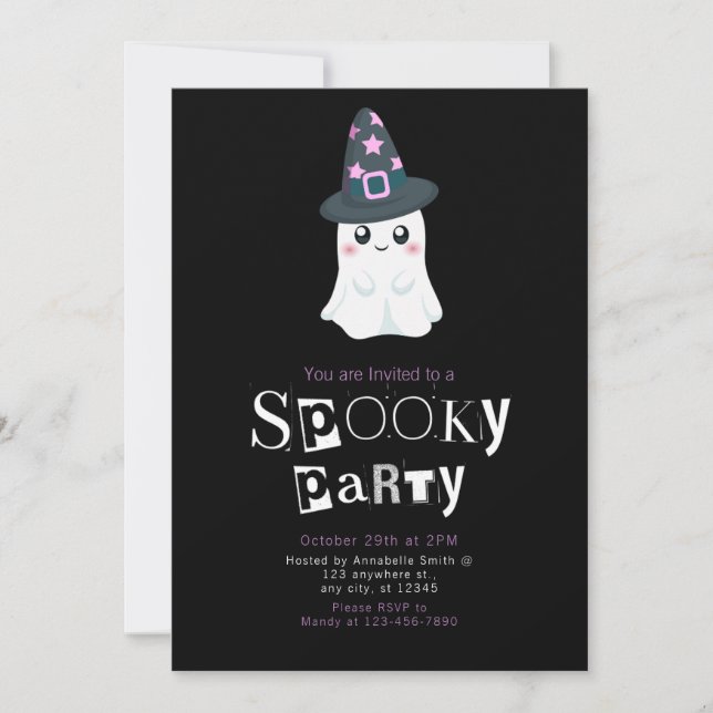 Spökguide stjärnor Modern minimalistisk Halloween Inbjudningar (Framsida)