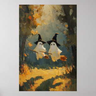Spökhäxmålning, tryckt Halloween-vägg . 1 Poster
