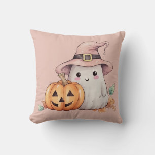 Spökhäxor Hatt Pumpaljus Ljusrosa Halloween Kudde