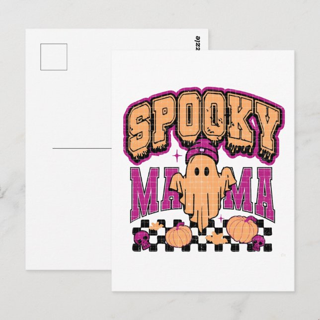Spökhemsk mamma Retro Halloween Vintage Design Vykort (Fram/baksida)