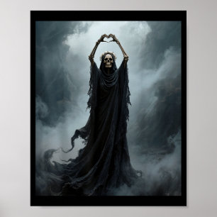 Spökhjärta händer mors dag floral dödskalle blommo poster