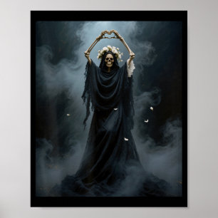Spökhjärta händer mors dag floral kalle skull blom poster