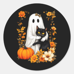 Spökhugga svart katt Halloween Kattälskare Kvinnor Runt Klistermärke