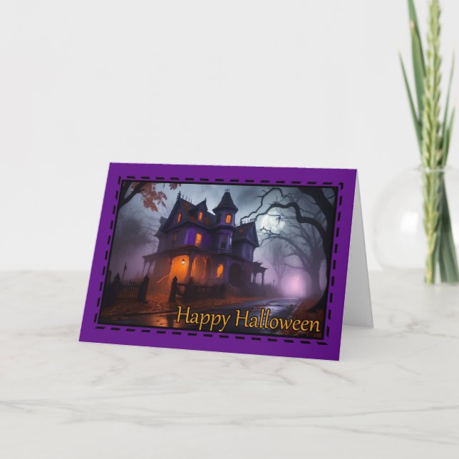 Spökhus Glad Halloween-kort Helgkort (Framsida)