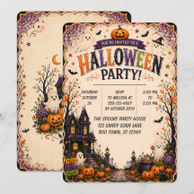 🎃👻 Spökhus Halloween-fest Invitation 🕸️✨