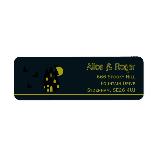 Spökhus, Halloween Returadress Etikett (Framsidan)