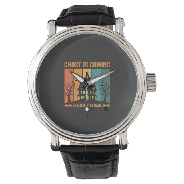Spökhus Halloween Vector Design Armbandsur (Framsida)