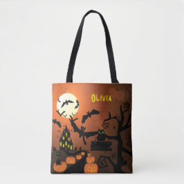 Spökhus Halloweentrick eller Treat-påse Tygkasse