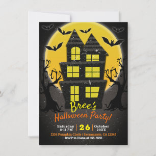 Spökhus & Kusliga Träd Halloweenfest Inbjudningar