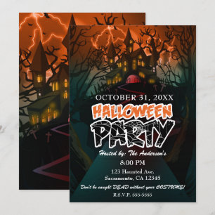 Spökhus kyrkogård Halloween-fest Inbjudningar