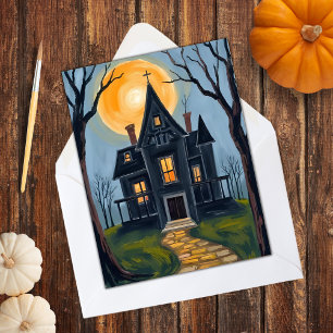 Spökhus Skräck Halloween Julkort