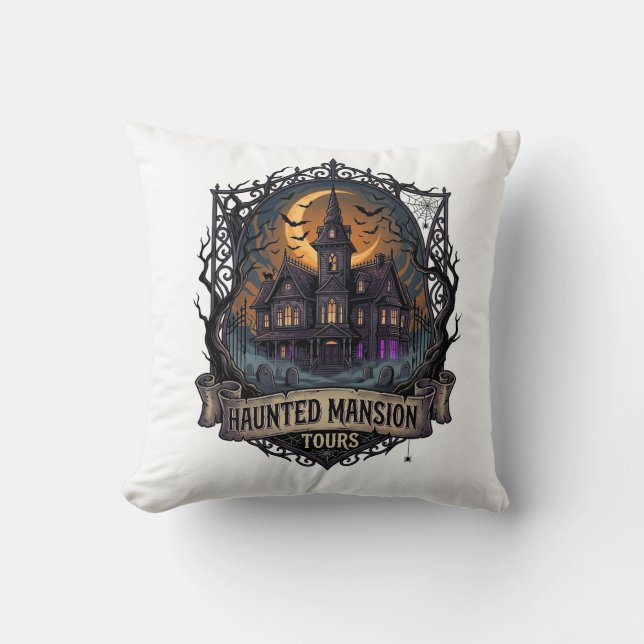Spökhus Turer Halloween Gotisk Hus Cresc Kudde (Framsida)