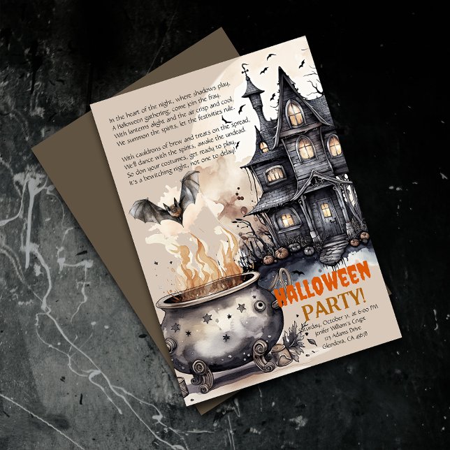 Spökhuset | Elak Häxgryta Diktinbjudan Inbjudningar (Elevate your upcoming event with uniquely spooky and captivatingly designed Halloween invitations!)