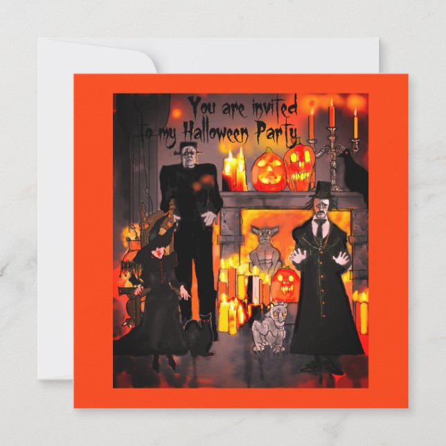 Spökhuset Halloweenfesten Frankenstein Inbjudningar (Framsida)