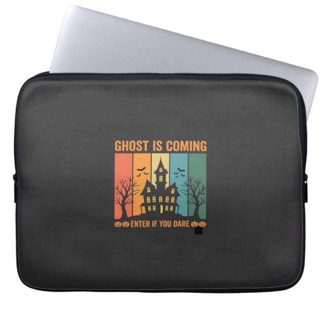Spökhusrädd hus Halloween Vector Design Laptop Fodral (Framsidan)