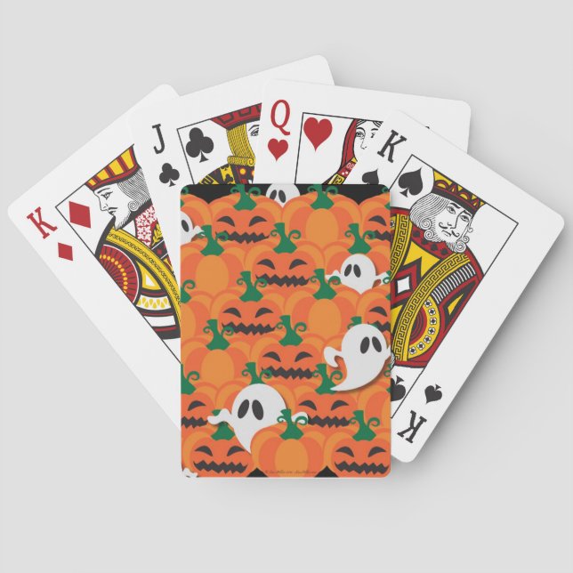 Spökiga Halloween-pumpafältet spöken Kortlek (Baksidan)