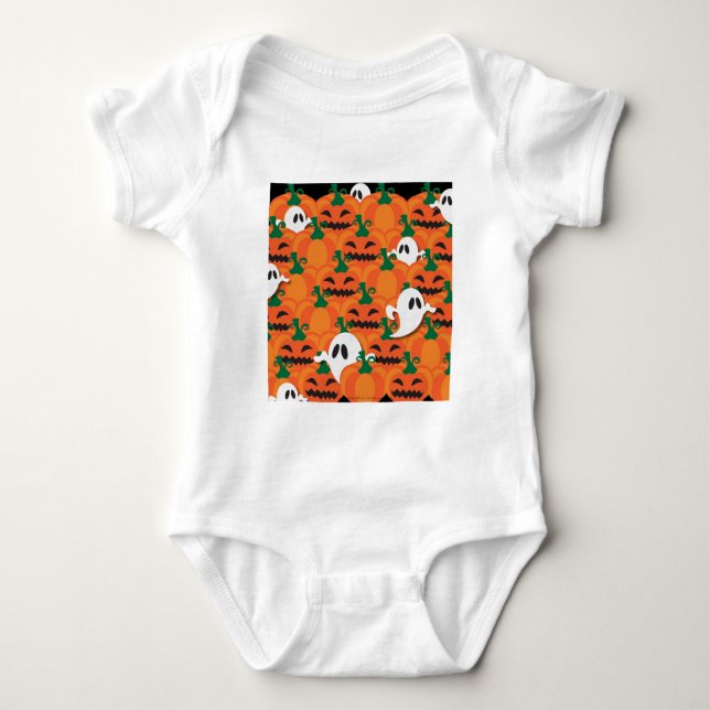 Spökiga Halloween-pumpafältet spöken T-shirt (Framsida)