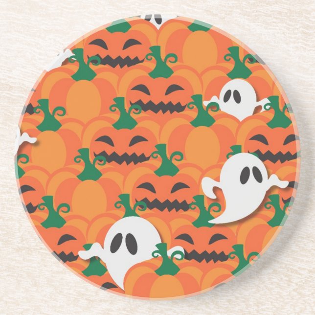 Spökiga Halloween-pumpafältet spöken Underlägg Sandsten (Framsidan)