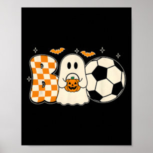 Spökis som spelar fotboll Halloween-spelare lurend Poster