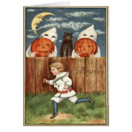 Spökjack O' Lantern Barn Svart Katt Hälsningskort