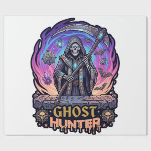 Spökjägare Grim Reaper Skelett Lie Sken Purple Fl Presentpapper
