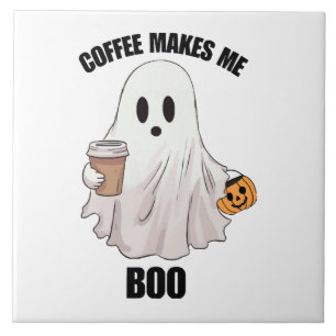 Spökkaffe Halloween Roligt Kakelplatta