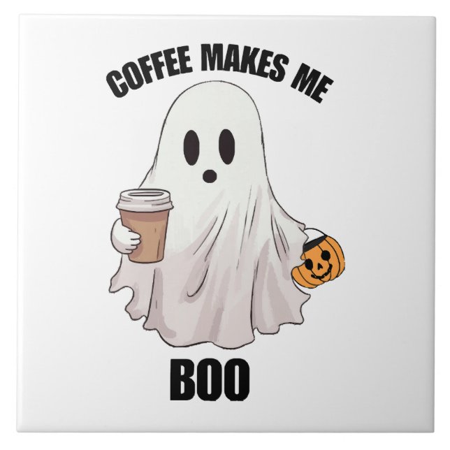 Spökkaffe Halloween Roligt  Kakelplatta (Framsidan)