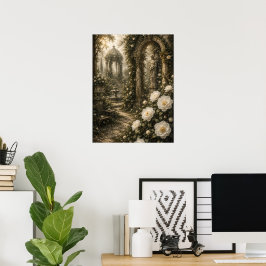 Spökkamelians Sanctuary Vintage Botanisk Konst Poster