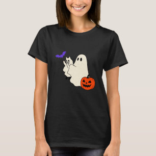 Spökkat Fladdermus Pumpa Halloween Kuslig Säsong M T Shirt