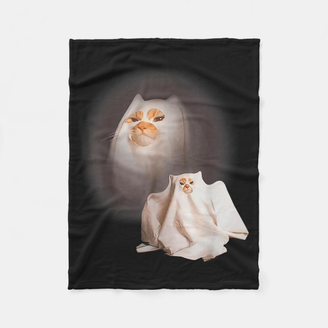 Spökkat Spökkatt Roligt Katt Meme Halloween  Fleecefilt (Framsidan)
