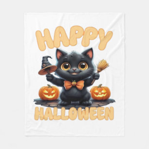 Spökkatte T-shirt, Halloween-tröja, Kusligt söt, U Fleecefilt